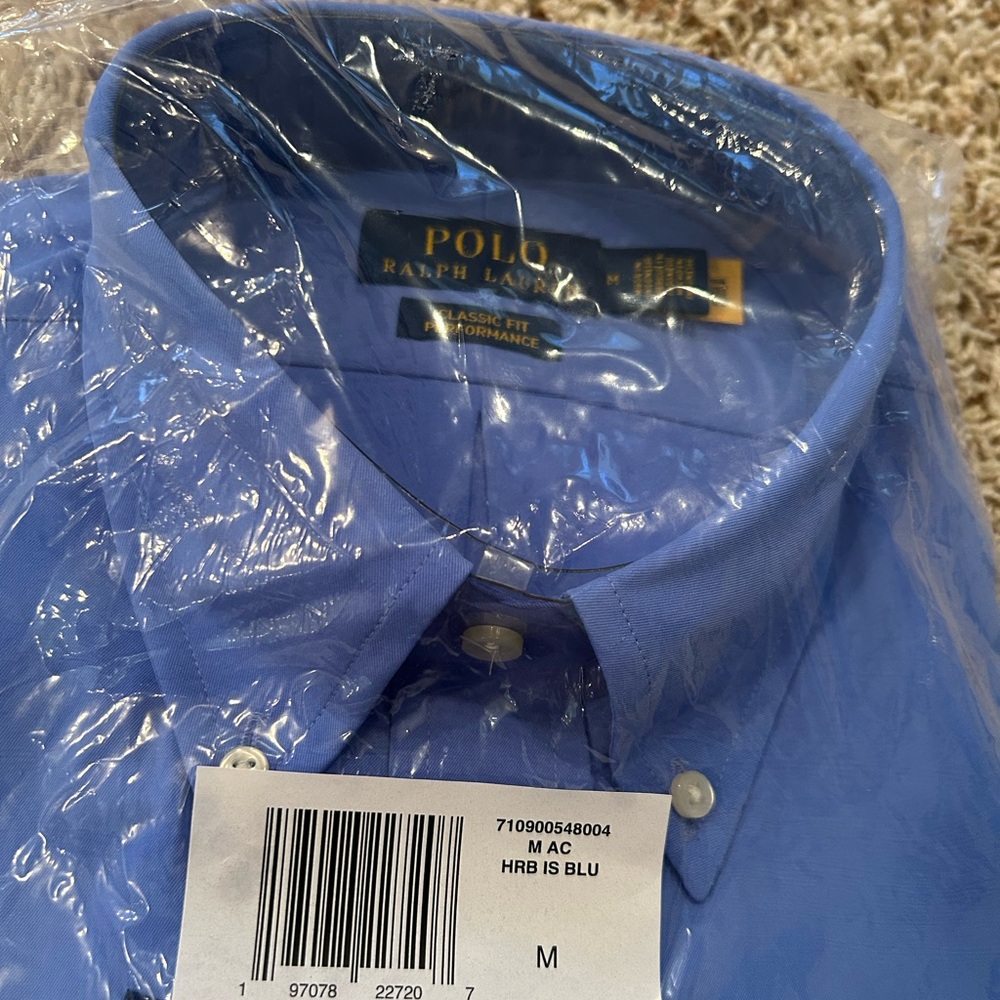 Polo by Ralph Lauren -Men's Classic Blue Performance Classic Fit Shirt - Size M - Picture 3 of 4